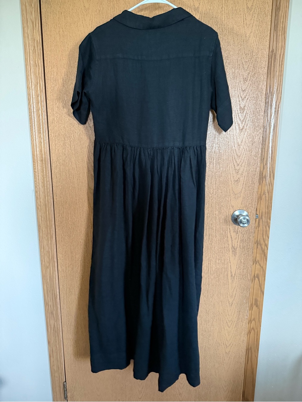 Mate the Label Black Short-Sleeve Button-Front maxi Dress - 100% organic linen - Picture 3 of 3